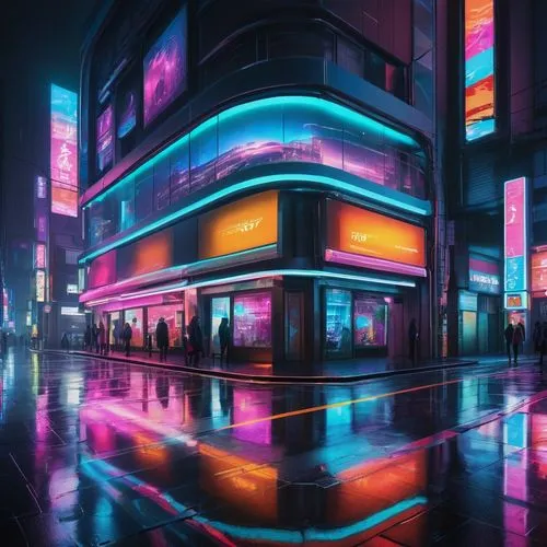 colorful city,colored lights,cybercity,shinjuku,tokyo,tokyo city,akihabara,neons,neon lights,cyberpunk,neon light,neon,shibuya,neon coffee,neon arrows,akiba,ikebukuro,kabukicho,kabukiman,neon cocktails,Conceptual Art,Oil color,Oil Color 03