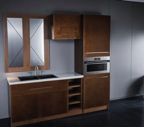 a kitchen setup with melamine wood colored cabinets ,a modern kitchen with a sink, dishwasher, and cupboards,gaggenau,frigidaire,scavolini,dark cabinetry,cabinetry,kitchen design,Photography,General,R