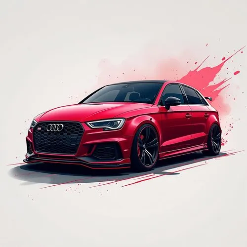 Crea una imagen de un audi a3 8p stance estilo german tuning,Audi RS3 Stance,audi rs,audi,audi sport,stance,Unique,Design,Logo Design