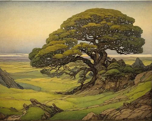 cliffe,edward lear,robert duncanson,goodsell,tunnicliffe,longmore,cedarbaum,oak tree,exmoor,swynnerton,oak,caradoc,ansted,jolliffe,arthurson,roerich,oaktree,chromolithography,elwell,lathrop,Illustration,Retro,Retro 19