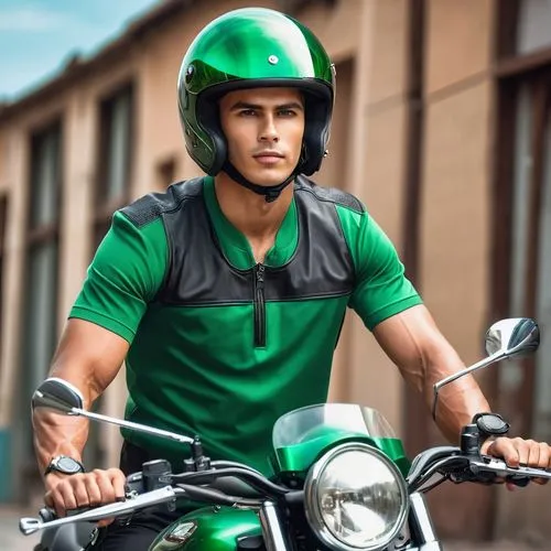 europcar,dhoom,velo driver,deliveryman,biker,effron,delivery man,bike rider,castrol,ferrigno,zachares,motocyclisme,motorcyclist,green,verde,piaggio,greenshirts,verdes,courier driver,motorman,Photography,General,Realistic