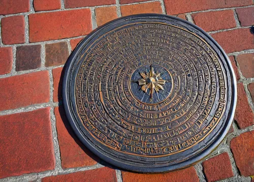 commemorative plaque,map marker,plaque,sundial,bell plate,sun dial,manhole cover,mobile sundial,manhole,magnetic compass,ship's wheel,circular star shield,compass direction,ships wheel,base plate,world war i memorial,marker,sanitary sewer,knothole,national historic landmark,Illustration,Realistic Fantasy,Realistic Fantasy 26