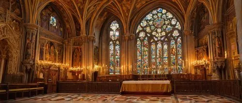 reredos,altar,chancel,stained glass windows,transept,presbytery,ecclesiatical,choir,ecclesiastical,chapel,sanctuary,stained glass window,the interior,interior,christ chapel,evensong,pilgrimage chapel,church windows,interior view,stained glass,Illustration,Japanese style,Japanese Style 16