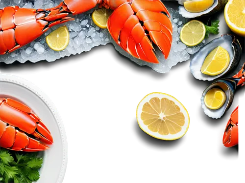 Fresh seafood, assorted platter, colorful arrangement, raw fish slices, juicy shrimp, steamed mussels, clams, oysters, crab legs, lobster claws, ice bed, lemons, parsley garnish, studio lighting, high