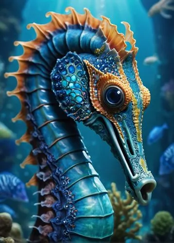 seahorse,seahorses,deep sea nautilus,sea animal,anomalocaris,nautilus,hippocampus,marine reptile,marine animal,sea life underwater,marine fish,taniwha,sarcopterygian,sea raven,fantasy animal,blue peacock,water creature,monodon,god of the sea,hawkfish,Photography,General,Cinematic