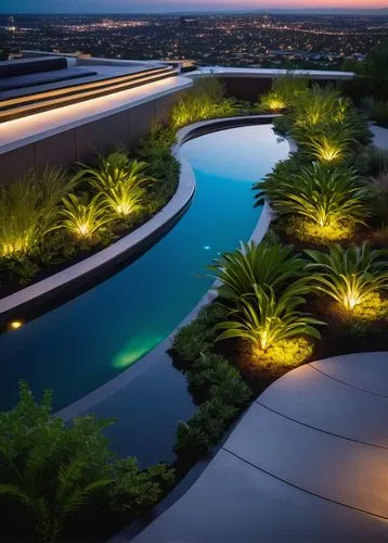 landscape design sydney,landscape designers sydney,landscaped,garden design sydney,infinity swimming pool,roof landscape,roof top pool,roof garden,dubai garden glow,reflecting pool,water feature,landscaping,gardens by the bay,outdoor pool,roof terrace,beverly hills,futuristic landscape,manicured,garden by the bay,grass roof,Illustration,Paper based,Paper Based 23