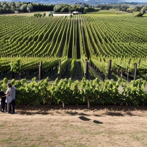 Multiple people listening to a wine producer with a winery in the background,castle vineyard,southern wine route,sonoma,vineyard,vineyards,napa,passion vines,wine country,grape plantation,winery,wine-