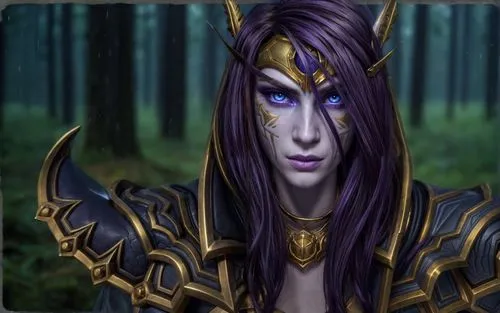 Forest, rain,violet head elf,dark elf,male elf,sterntaler,druid,female warrior,druid grove,blue enchantress,elven forest,portrait background,northrend,lavendar,sorceress,purple background,purple and g