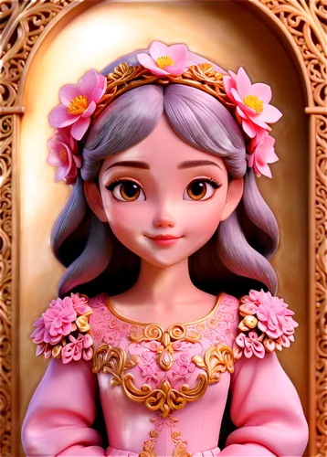 princess sofia,fairy tale character,princess anna,rosa 'the fairy,rosa ' the fairy,diaochan,princess crown,rosaline,anarkali,thumbelina,principessa,peach rose,esmeralda,rosalinda,peach flower,female doll,princess' earring,handmade doll,clay doll,rapunzel,Unique,3D,3D Character