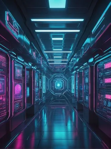 Cyberpunk futuristic multi-factor authentication architecture, sleek metallic framework, holographic screens, neon lights, intricate circuitry patterns, complex network diagrams, 3D encrypted data cub