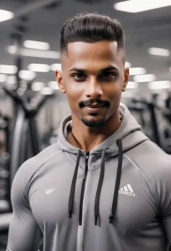 a man with a goatee in a gym,nanjundaswamy,mahendravarman,sreenivas,iqbal,fitness model,physiques,manoharan,fitness coach,mohammed ali,njokuani,fitness facility,dhananjaya,roychoudhury,vivek,sekhar,ak