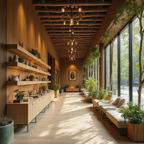  ,a living room filled with plants and a wooden ceiling,amanresorts,meadowood,ryokan,teahouse,bellocq,lindbaek