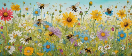 wildflower meadow,flower meadow,meadow in pastel,summer meadow,flowering meadow,meadow flowers,flower field,flowers field,blanket of flowers,spring meadow,wildflowers,field of flowers,wild meadow,small meadow,flower painting,blooming field,daisies,meadow daisy,sea of flowers,dandelion meadow,Illustration,Abstract Fantasy,Abstract Fantasy 04