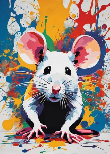 color rat,lab mouse icon,mousetrap,rat,mouse,year of the rat,rat na,ratatouille,computer mouse,painting technique,gerbil,popart,musical rodent,white footed mouse,modern pop art,mouse trap,mice,rataplan,white footed mice,colorful background,Art,Artistic Painting,Artistic Painting 42