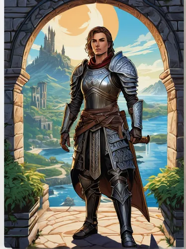 paladin,castleguard,heroic fantasy,joan of arc,dwarf sundheim,female warrior,male elf,half orc,kadala,dunun,swordswoman,sterntaler,knight village,fantasy portrait,male character,the wanderer,adventurer,alaunt,portrait background,fantasy warrior,Unique,Design,Sticker