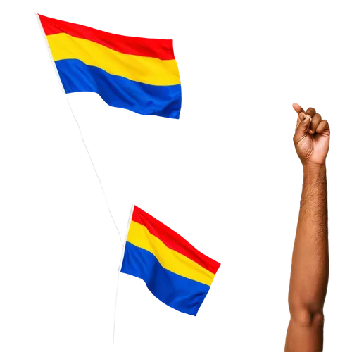 Yellow, blue, red, horizontal tricolor, waving, flowing, Colombian national flag, detailed folds, creases, vibrant colors, soft lighting, 3/4 composition, shallow depth of field, high ISO, cinematic a