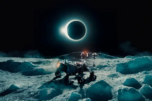 moon rover,snow ring,moon car,moon seeing ice,rings,album cover,moon vehicle,saturnrings,eclipse,total eclipse,solar eclipse,lunar,orbital,space art,tranquility base,moon base alpha-1,ring of fire,sol