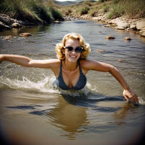 the blonde in the river,ann margaret,marylin monroe,washerwoman,marilyn monroe,lartigue,agnetha,marylin,connie stevens - female,tippi,girl on the river,marilynne,eva saint marie-hollywood,marylou,hilarie,splaying,splashing around,brigitte bardot,wading,vintage 1950s