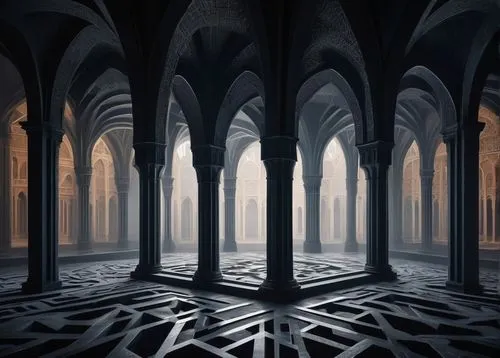 cloistered,labyrinths,theed,cloister,labyrinthian,labyrinthine,hall of the fallen,mihrab,neogothic,arcaded,undercroft,monastic,cathedrals,cloisters,sepulchres,waterdeep,pillars,games of light,diagon,spires,Art,Artistic Painting,Artistic Painting 29