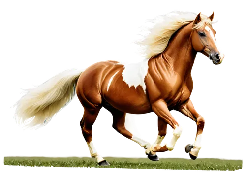 Majestic horse, white horse, brown horse, galloping, running freely, beautiful detailed mane, flowy tail, strong muscles, shiny coat, green grassland, sunny day, soft lighting, cinematic composition, 