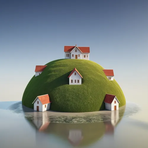 floating island,house with lake,floating islands,floating huts,island suspended,house by the water,an island far away landscape,3d render,3d rendering,little house,small house,miniature house,fisherman's house,home landscape,mushroom island,artificial islands,artificial island,islet,3d rendered,render,Photography,General,Realistic