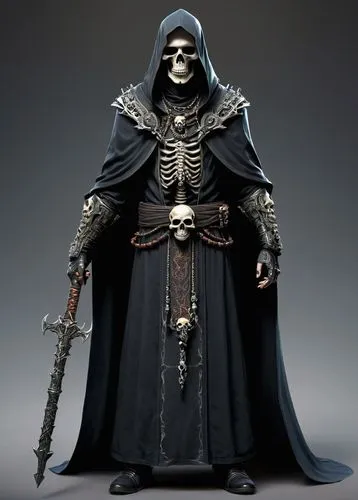 grim reaper,skeletor,grimm reaper,lich,harlock,skelemani,reaper,undead warlock,skelid,skeleltt,necromancer,skelly,death god,vax figure,skull statue,skull bones,day of the dead skeleton,grimjack,vintage skeleton,skeleton,Art,Classical Oil Painting,Classical Oil Painting 31