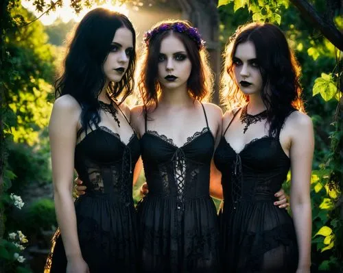 (2girls) Lesbian girlfriends enjoying a summer's evening in the garden, sundresses, intimate, romantic.,gothic fashion,gothic dress,gothic portrait,goth festival,gothic style,gothic,dark gothic mood,n