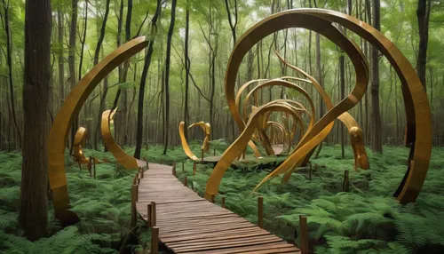 winding steps,forest path,harp,tree top path,helix,kinetic art,stargate,3d archery,crooked forest,wooden path,elven forest,wooden track,art forms in nature,the mystical path,environmental art,celtic harp,wooden mockup,hiking path,spirals,wooden rings,Photography,Fashion Photography,Fashion Photography 26