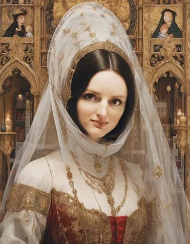 the angel with the veronica veil,ermengarde,mantilla,the bride,gothic portrait,dorota,Digital Art,Anime