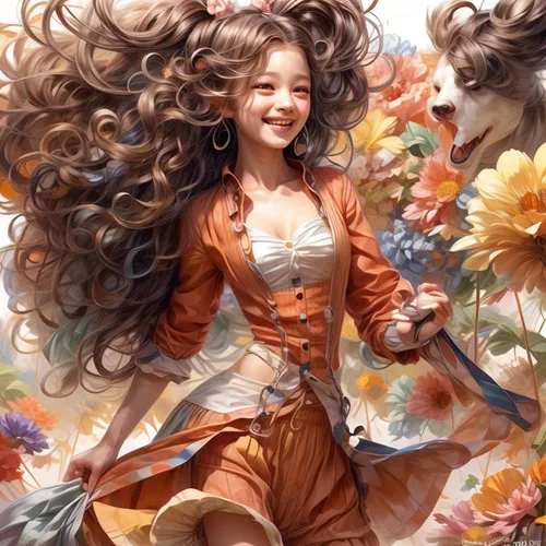 girl in flowers,little girl in wind,girl picking flowers,flower fairy,falling flowers,a girl's smile,beautiful girl with flowers,flower girl,cheery-blossom,flower painting,flora,fantasy portrait,sea of flowers,marigold,chestnut blossom,the garden marigold,chinese art,rosa ' amber cover,marigold flower,scattered flowers