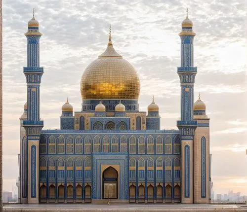 a building that has a blue and gold color scheme,abu dhabi mosque,sheikh zayed grand mosque,al nahyan grand mosque,grand mosque,big mosque,brunei,sheihk zayed mosque,islamic architectural,sharjah,king