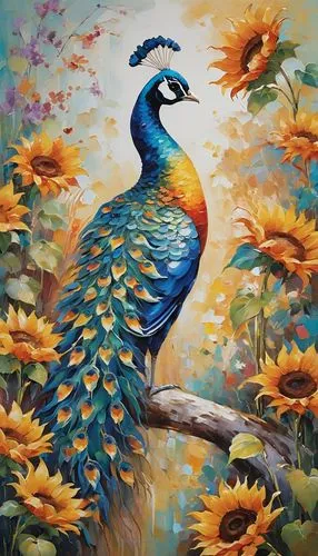 bird painting,pfau,peacock,tui,blue peacock,gallo,flowerpeckers,colorful birds,peacocks carnation,flower and bird illustration,oil painting on canvas,fairy peacock,perico,pajarito,koel,nature bird,flower painting,spring bird,an ornamental bird,aguiluz,Conceptual Art,Oil color,Oil Color 10