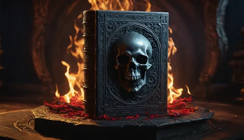 skull statue,day of the dead frame,tombstone,steam machines,coffin,magic grimoire,fireplace,skull sculpture,druid stone,the eternal flame,death's head,memento mori,fire screen,day of the dead icons,incense burner,fire place,black candle,3d model,flickering flame,play escape game live and win,Photography,General,Fantasy