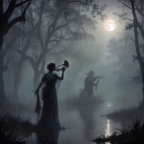 the night of kupala,sorceresses,moonsorrow,halloween silhouettes,covens,witches,witchfinder,llorona,fantasy picture,danse macabre,woman playing violin,halloween illustration,kupala,samhain,norns,violi