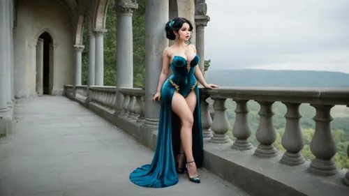 blue enchantress,evening dress,miss circassian,sona,girl in a long dress,sirenia