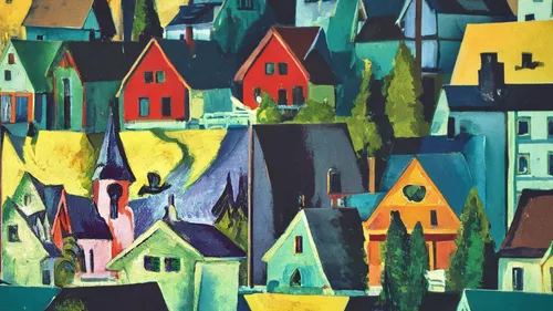 houses clipart,row houses,escher village,row of houses,houses,townscape,birdhouses,cottages,blocks of houses,hanging houses,half-timbered houses,townhouses,wooden houses,braque saint-germain,colorful city,church painting,aurora village,motif,braque francais,roofs