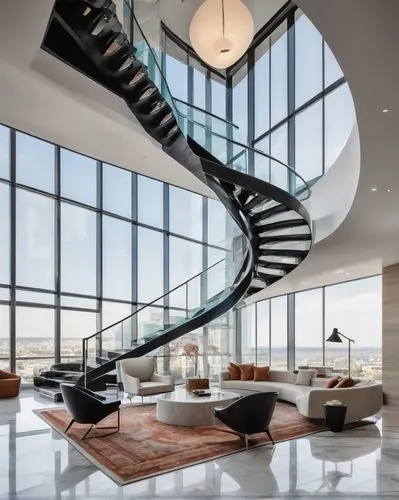 penthouses,luxury home interior,loft,staircase,interior modern design,lofts,winding staircase,staircases,outside staircase,steel stairs,modern decor,spiral staircase,modern living room,contemporary decor,stairs,glass wall,stairwell,stair,circular staircase,interior design,Art,Classical Oil Painting,Classical Oil Painting 02