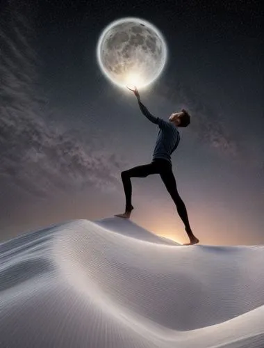 moon walk,dance with canvases,taijiquan,cartwheel,crystal ball-photography,photo manipulation,moonlit night,conceptual photography,full moon,equilibrist,moonlit,sun salutation,qi gong,whirling,lightpa