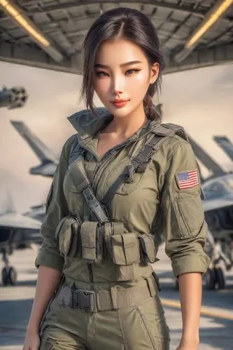 model headshot，Women's Fashion，
American Minimalism,an asian woman in a military uniform posing for a picture,servicewoman,usaf,kim,kunsan,military,korean,Photography,Realistic