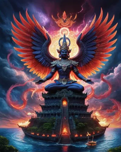 manjushri,garuda,heruka,god shiva,kukulkan,homam,Illustration,Realistic Fantasy,Realistic Fantasy 19