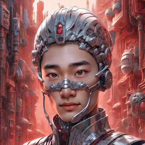 the futuristic man is looking over a city,rongfeng,nezha,qianfei,yuhuan,jianfeng,qianling