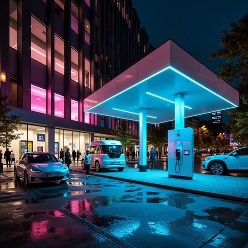 electroluminescent,city corner,colored lights,mvrdv,3d rendering,3d render,yotel,car showroom,aqua studio,render,forecourt,renders,enernoc,bgc,clevelander,gansevoort,luminato,parking place,rain bar,cybercity