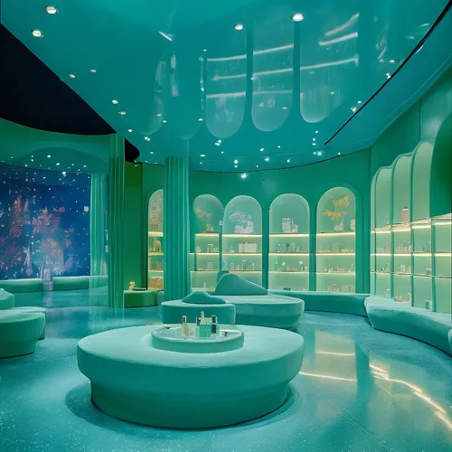 a round blue room with many chairs and tables,oceanarium,aquariums,aqua studio,acquarium,marine tank,luxury bathroom