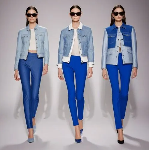 three model on the runway at a show wearing bright blue pants and jeans,menswear for women,mazarine blue,bleues,lapels,trussardi,fashion vector