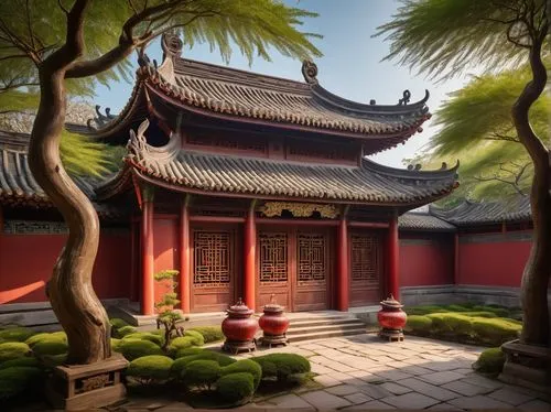 buddhist temple,asian architecture,dojo,teahouses,hall of supreme harmony,wudang,qibao,teahouse,qingcheng,white temple,qingming,world digital painting,taoist,yinzhen,baoding,shuozhou,dacheng,gulou,zen garden,tianxia,Conceptual Art,Daily,Daily 18