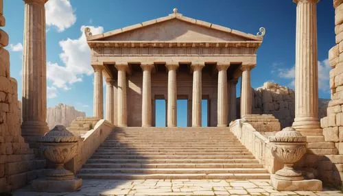 greek temple,celsus library,erechtheion,celsus,baalbek,laodicea,leptis,dougga,temple of poseidon,ephesus,chersonesus,roman temple,temple of diana,temple of hercules,synaxarion,artemis temple,herodium,doric columns,amphipolis,pylades,Illustration,Abstract Fantasy,Abstract Fantasy 15