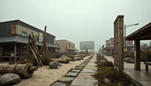 Weathered wooden piers, driftwood sculptures, ocean-battered rocks, sandy dunes, sea-salted concrete, corrugated metal roofs, rusty nautical equipment, distressed fishing nets, vintage beach signs, wo