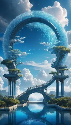 futuristic landscape,dragon bridge,ringworld,portals,skybridge,arcology,Conceptual Art,Fantasy,Fantasy 11