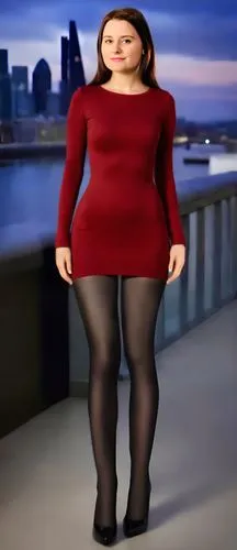 Long sleeved red dress, round neck, fabric dress, jersey dress, bodycon dress, soft dress, extremely tight dress, extremely tight waist, tight sleeves, medium breasts,lenderman,thighpaulsandra,nutrisy