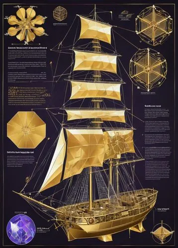 voyager golden record,galleon ship,galleon,inflation of sail,east indiaman,naval architecture,nautical star,star chart,pirate treasure,tallship,constellation swan,pioneer 10,barquentine,gold foil art,full-rigged ship,star of the cape,nautical paper,caravel,sailing ships,sail ship,Unique,Design,Infographics